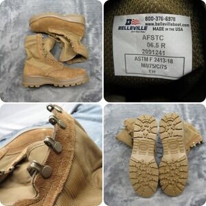 Belleville Combat Boots Mens 6.5 Beige Steel‎ Toe Military Army USA Made NEW